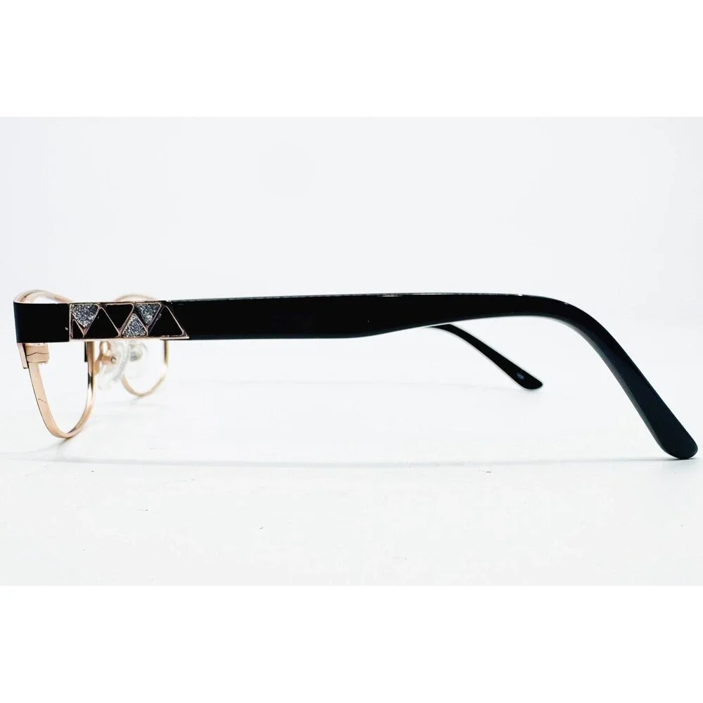 Chelsea Morgan Eyeglass Frames Womens Black Gold CMP 8000 BK 49-17-135 Petite